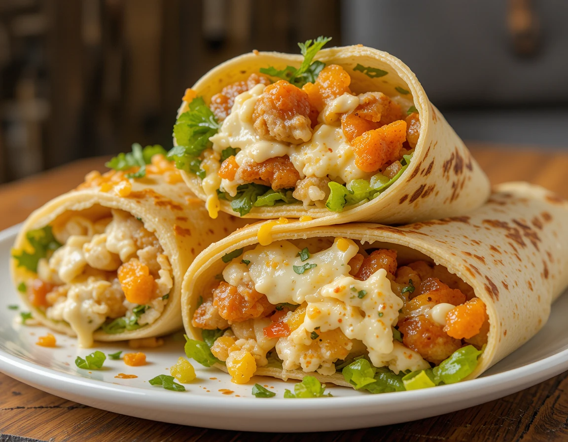 Cheesy Garlic Chicken Wraps