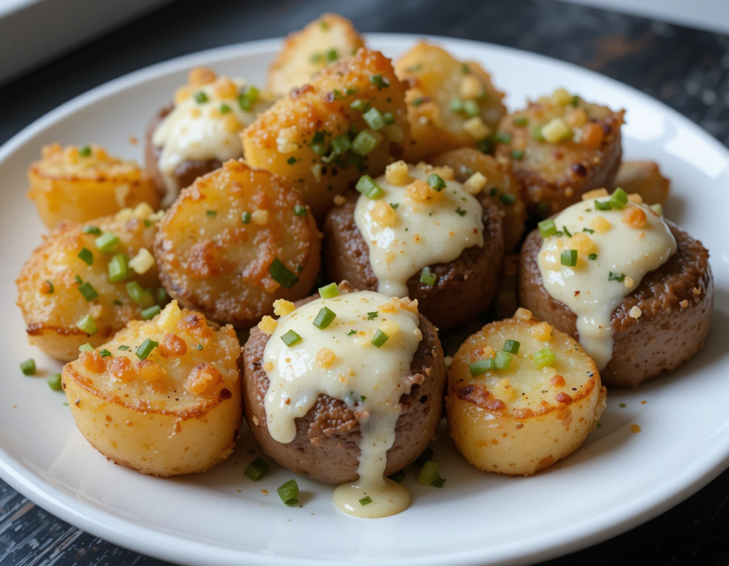 Garlic Butter Steak Bites and Potatoes