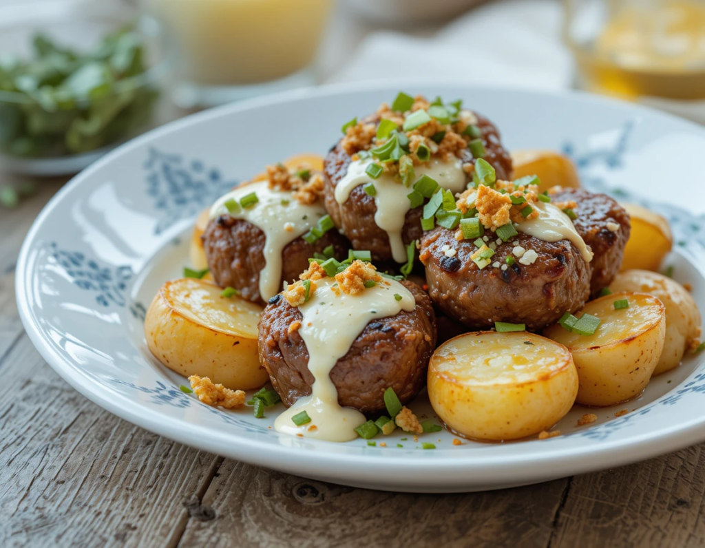 Garlic Butter Steak Bites and Potatoes