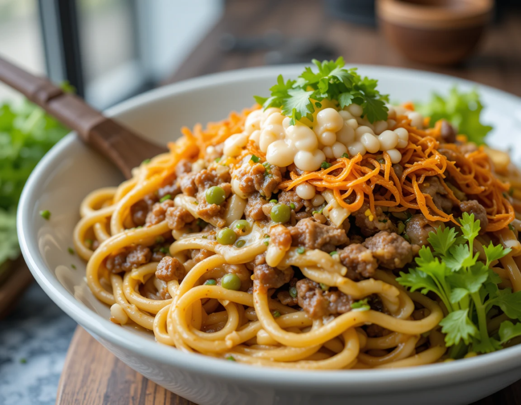 Mongolian Ground Beef Noodles