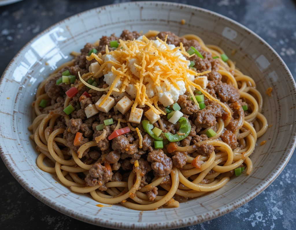 Mongolian Ground Beef Noodles