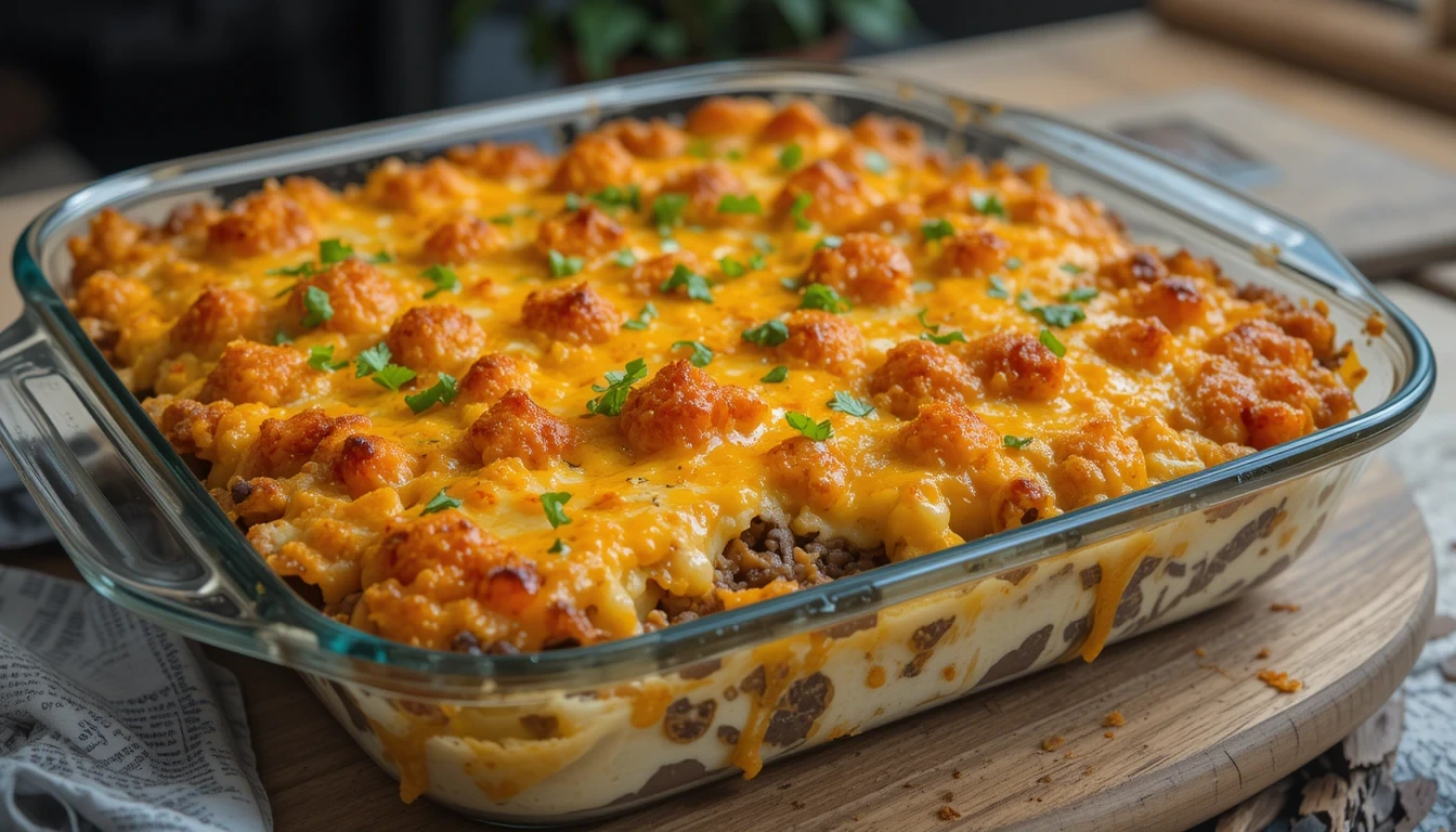 Cheesy hamburger potato casserole