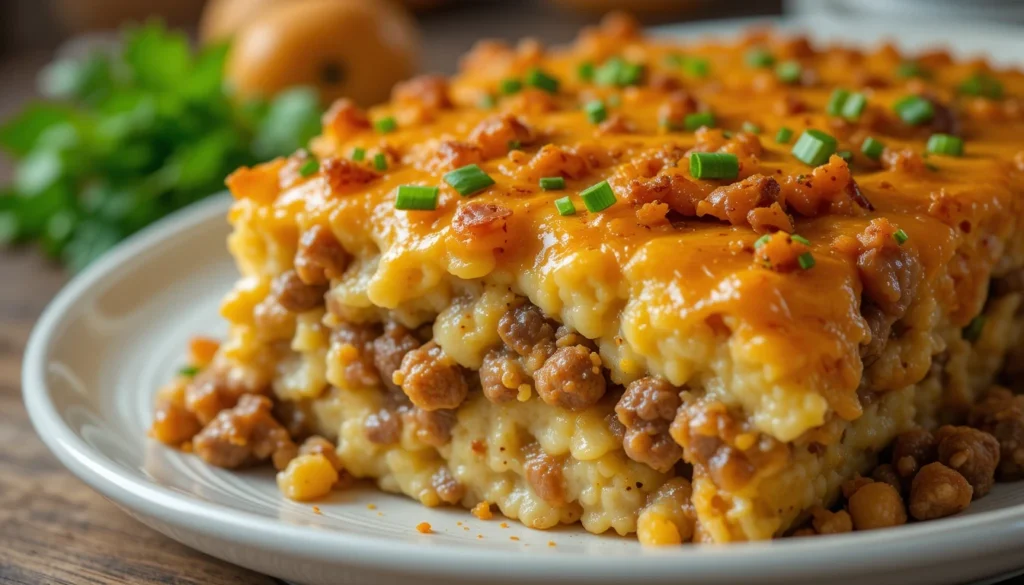 Cheesy hamburger potato casserole