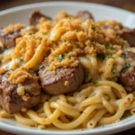 Garlic Butter Steak Tips with Cheesy Rigatoni