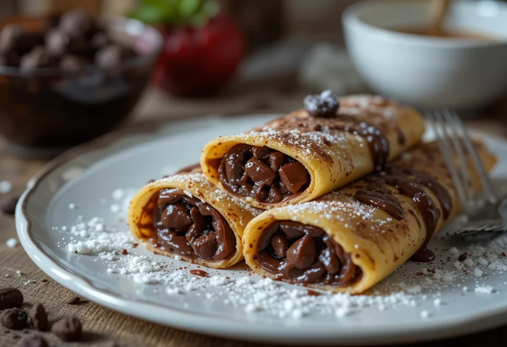 chocolate filled crepes