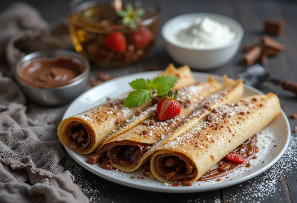 chocolate filled crepes