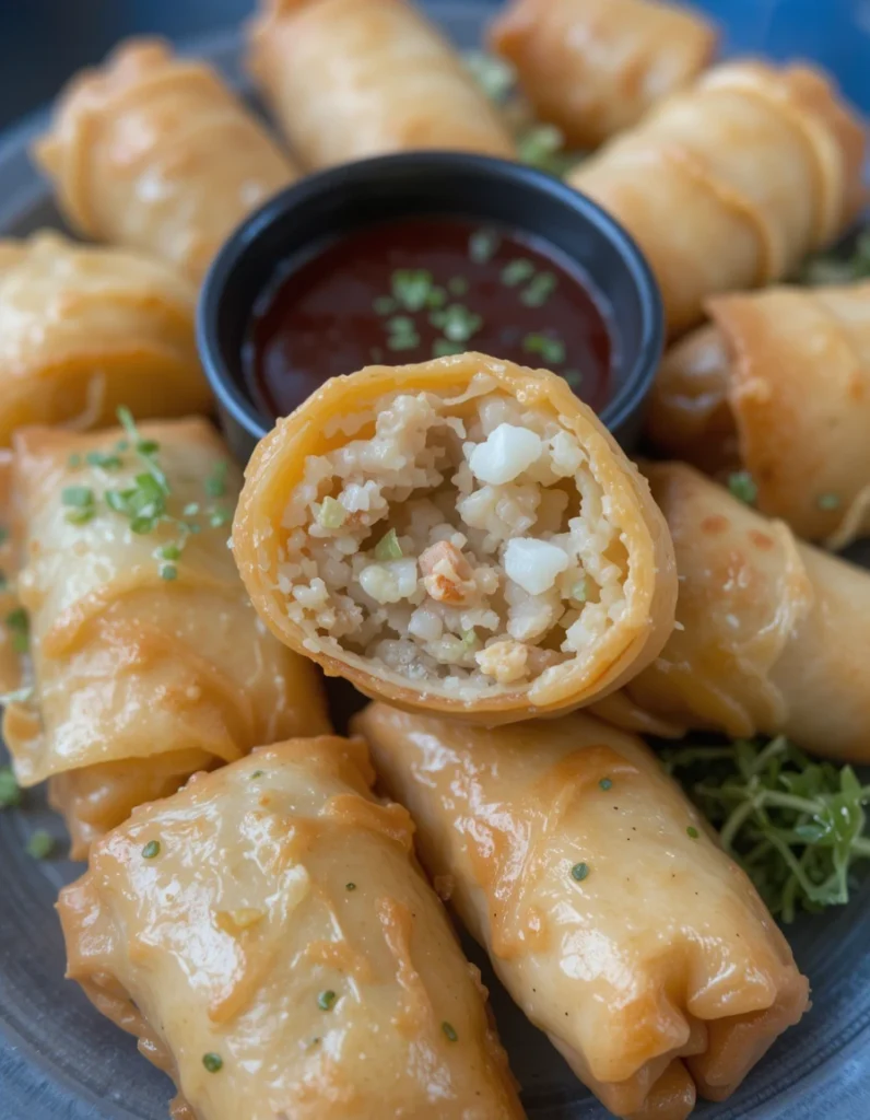 Golden Crab Rangoon Egg Rolls