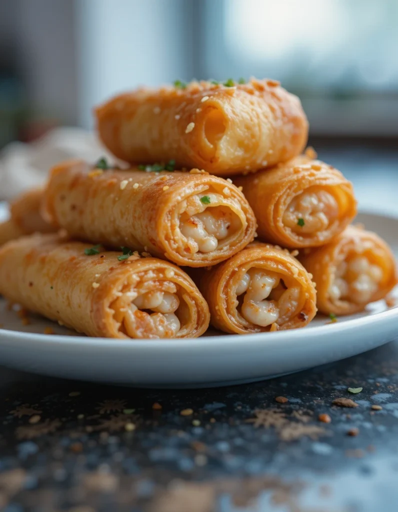 Golden Crab Rangoon Egg Rolls