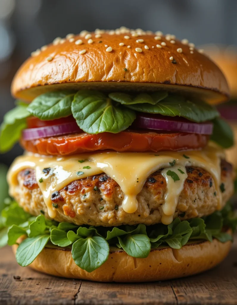 Juicy White Cheddar Spinach Chicken Burgers