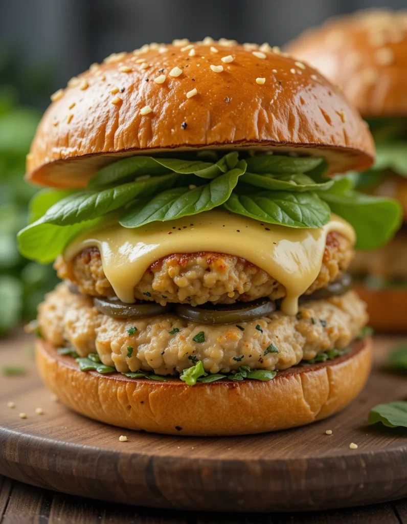 Juicy White Cheddar Spinach Chicken Burgers