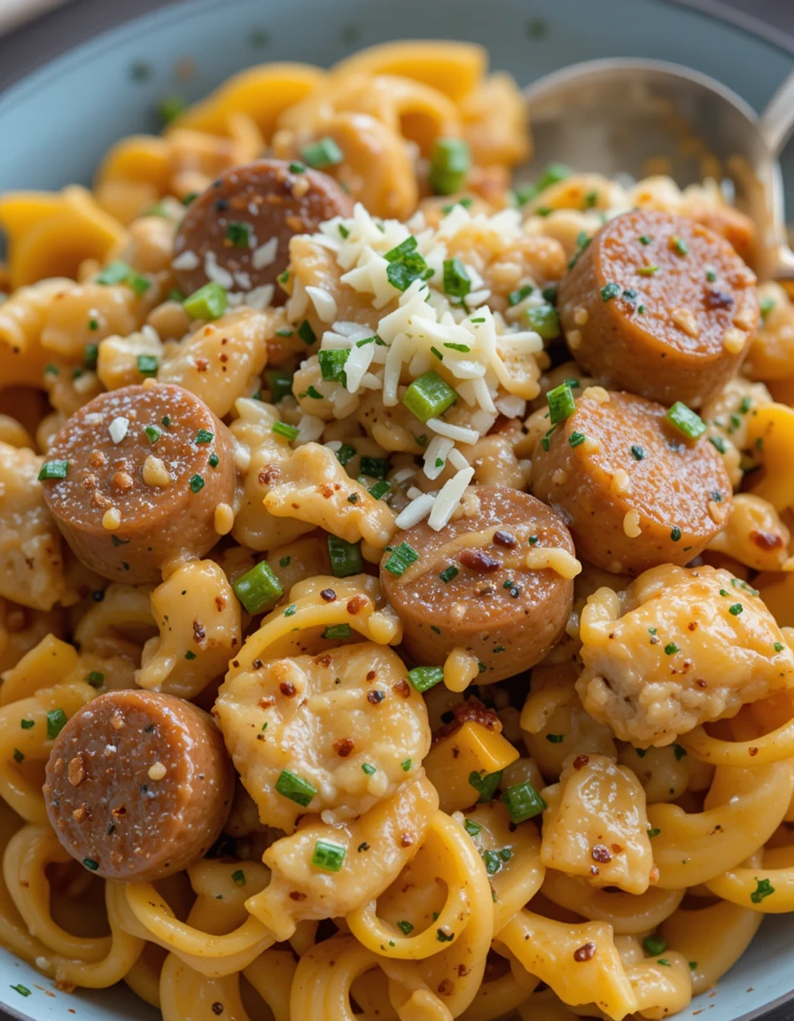 Smoky Cheddar Ranch Chicken & Beef Sausage Pasta