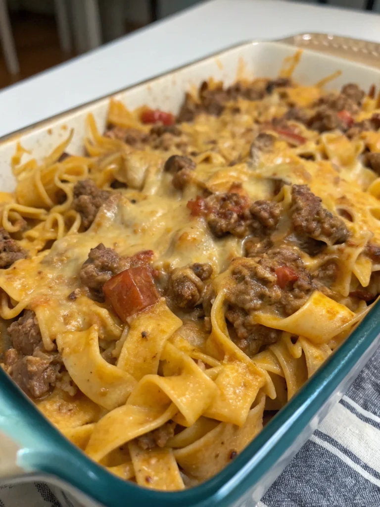 Ground Beef Stroganoff Pasta Casserole With Cheese