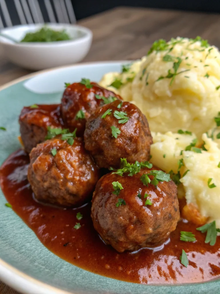 Meatball & Mashed Potato Bake