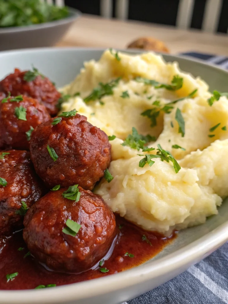 Meatball & Mashed Potato Bake